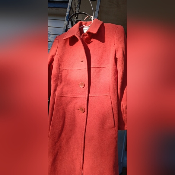 CHARLES KLEIN Orange Long Coat Size 6 - Picture 12 of 14